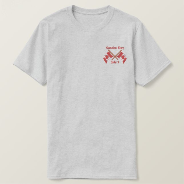 Twin Flags Kanada Besticktes T-Shirt (Design vorne)
