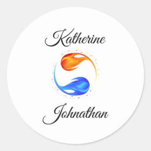 Twin Flame Wedding Theme-White- Runder Aufkleber