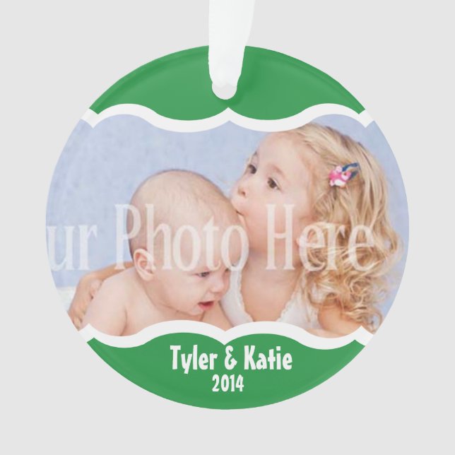 Twin Foto Keepake Green Ornament (Vorderseite)