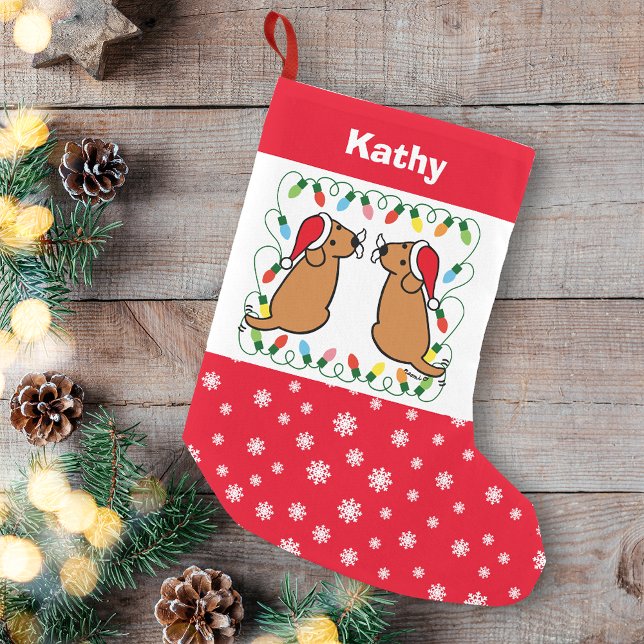 Twin Fox Red Labrador Santas Kleiner Weihnachtsstrumpf (Personalized Twin Fox Red Labrador Santas Christmas Stocking for Labrador Retriever Owners.)