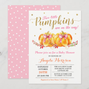 Twin Girl Baby Dusche Niedlich Pink Little Pumpkin Einladung