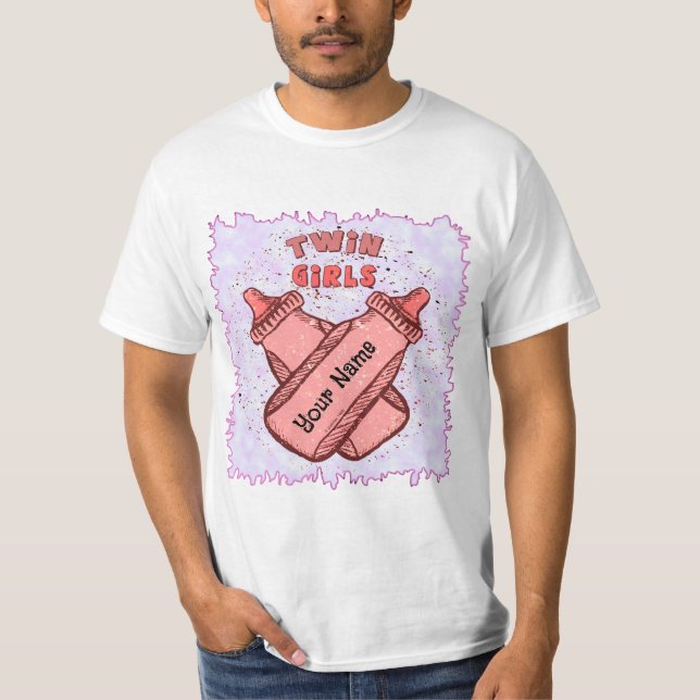 Twin Girl Babyflaschen T-Shirt (Vorderseite)