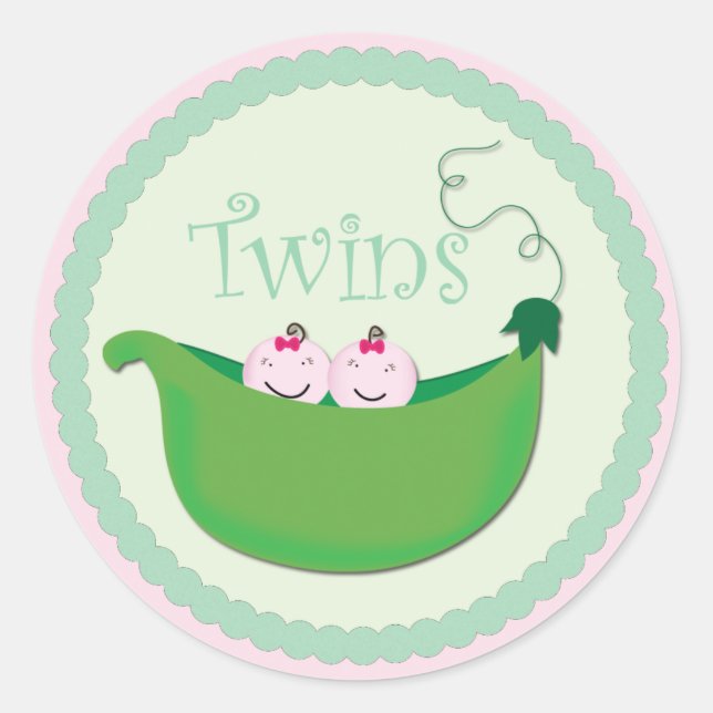 Twin Girl Cupcake Toppers & Stickers (Vorderseite)