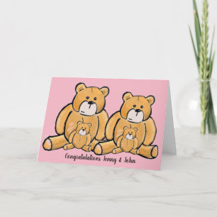 Twin Girl Teddy Bär Gratulationskarte Karte