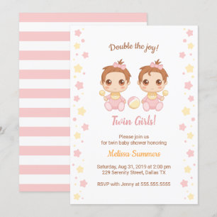 Twin Girls Baby Dusche Einladung