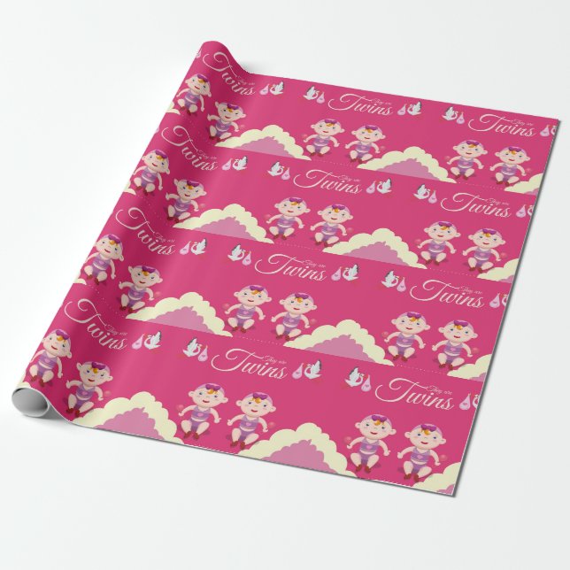 Twin Girls Baby Dusche Geschenkpapier (Ungerollt)