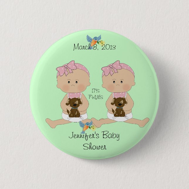 Twin Girls Baby Shower Button (Vorderseite)