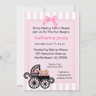 Twin Girls Baby Shower Invitations