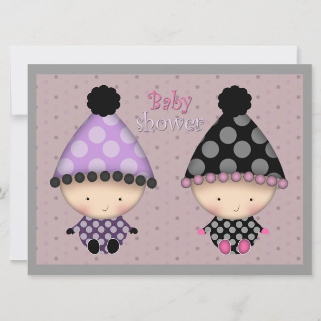 Twin Girls Baby Shower Invitations (Devant)