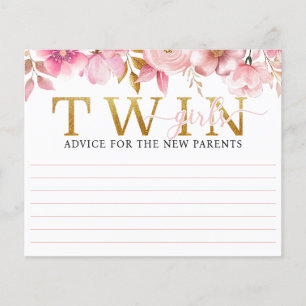 Twin Girls Blush Pink Babyduschkarte