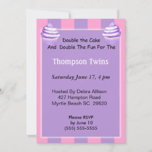 Twin Girls Cupcake Invitation d'anniversaire