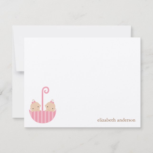 Twin Girls Custom Flat Merci Cartes (Devant)