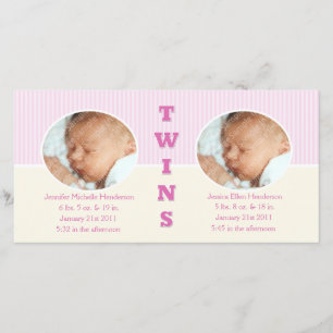 Twin Girls Double New Baby Foto Cards Ankündigung