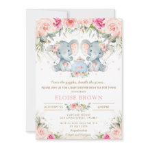 Twin Girls Elephant Blush Floral Tee Babydusche