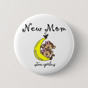 Twin Girls Junge Mutter T - Shirt und Geschenke Button