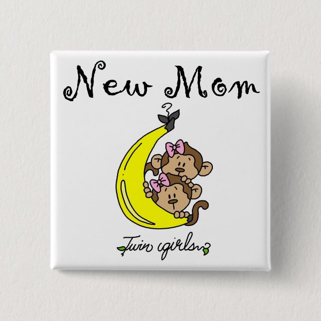 Twin Girls Junge Mutter T - Shirt und Geschenke Button (Vorderseite)