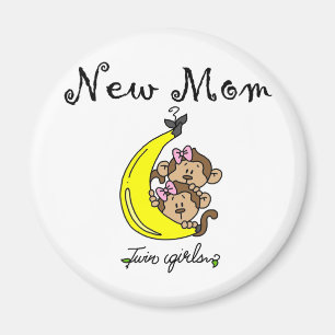 Twin Girls Junge Mutter T - Shirt und Geschenke Magnet