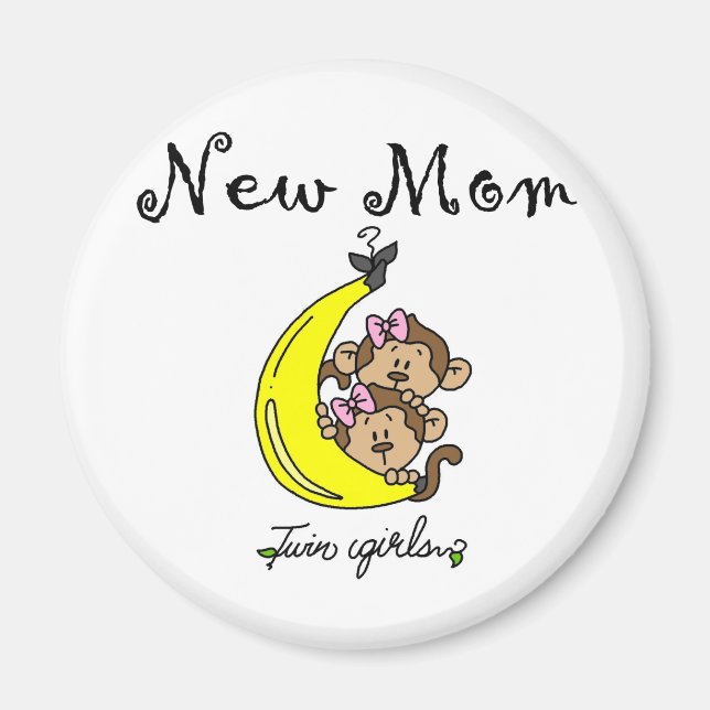 Twin Girls Junge Mutter T - Shirt und Geschenke Magnet (Vorne)