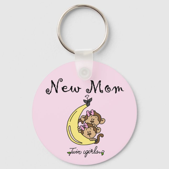 Twin Girls Junge Mutter T - Shirt und Geschenke Schlüsselanhänger (Vorderseite)