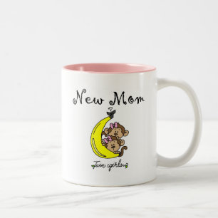 Twin Girls Junge Mutter T - Shirt und Geschenke Zweifarbige Tasse