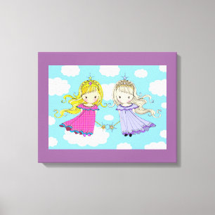 Twin Girls Kunst für Kinder Zimmer überdachte Lein Leinwanddruck
