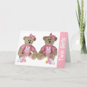 Twin Girls - Nouvelle carte de voeux pour bébés