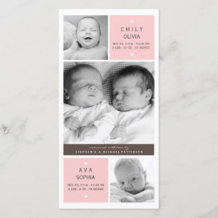 Twin Girls Photo Baby Faire-part de naissance