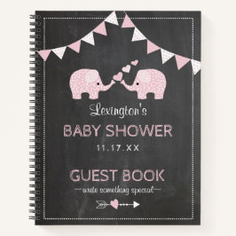 Twin Girls Pink Elephants Baby shower Livre d'invi