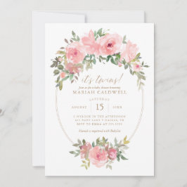 Twin Girls Pink Gold Blumengrün Baby Dusche Einladung