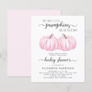Twin Girls Pink Pumpkin Baby Dusche Einladung