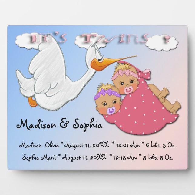 Twin Girls - Plaque de conservation de cigogne ave (Devant)