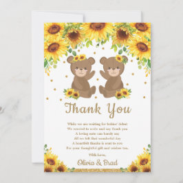 Twin Girls Teddy Bear Sonnenblume Babydusche Dankeskarte