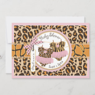 Twin Girls Tutus Cheetah Print Baby Dusche Einladung