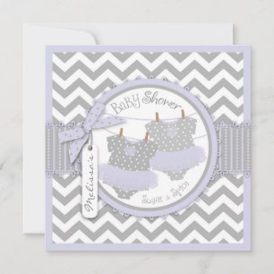 Twin Girls Tutus Zickzack Print Baby Dusche Einladung
