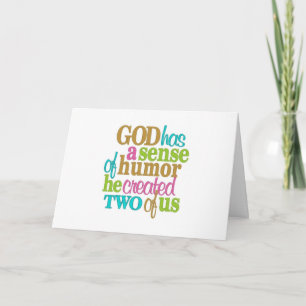 TWIN-GOD HAT EIN "GEFÜHL DES SPASSES"-SEHEN SIE UN KARTE