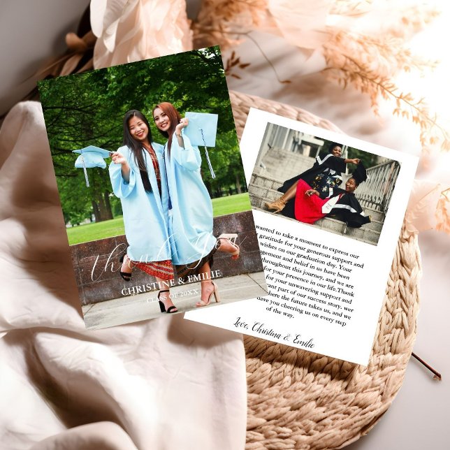 Twin Graduate Foto Abschluss Danke Karte (Von Creator hochgeladen)