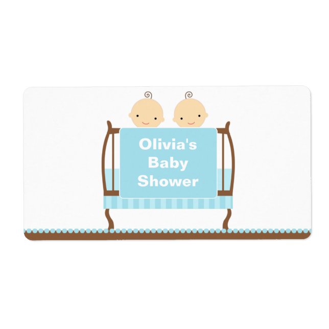 Twin in Blue Crib Water Flasche Etikett (Vorne)