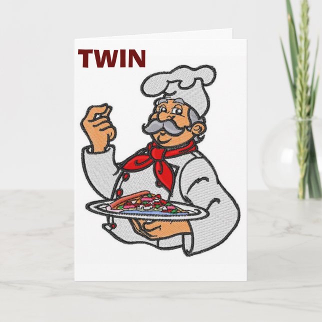 **TWIN** ITALIENISCHER KOCH SERVIERT "BIRTHDAY" WI KARTE (Vorderseite)