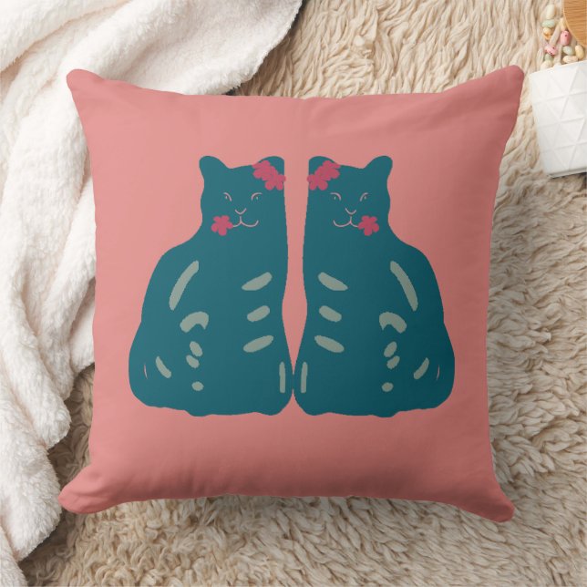 Twin Kittens Throw Pillow Kissen (Decke)
