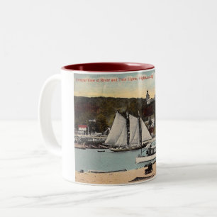 Twin Lights, Highlands, NJ Vintag Postcard Magnet Zweifarbige Tasse