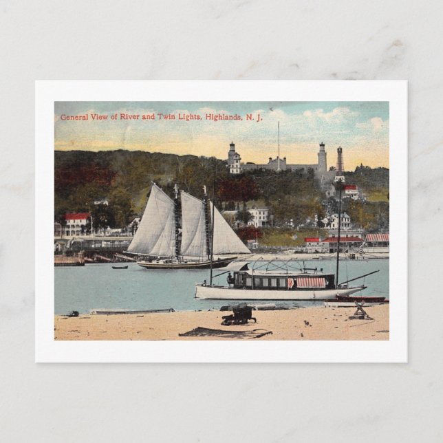 Twin Lights, Highlands, NJ Vintag Postkarte (Vorderseite)