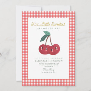 Twin Little Sweeties Cherry Berry Baby Shower Einladung