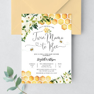 TWIN Mama to Bee Geschlechtsneutrale Babyparty Einladung