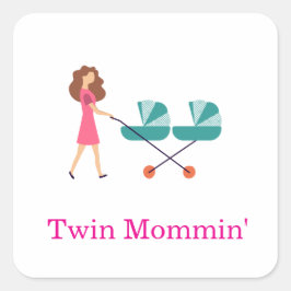 Twin Mommin' Quadratischer Aufkleber