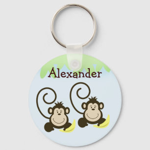 TWIN MONKEYS ALBERN MONKEY Vor- oder Nachname Tag Schlüsselanhänger