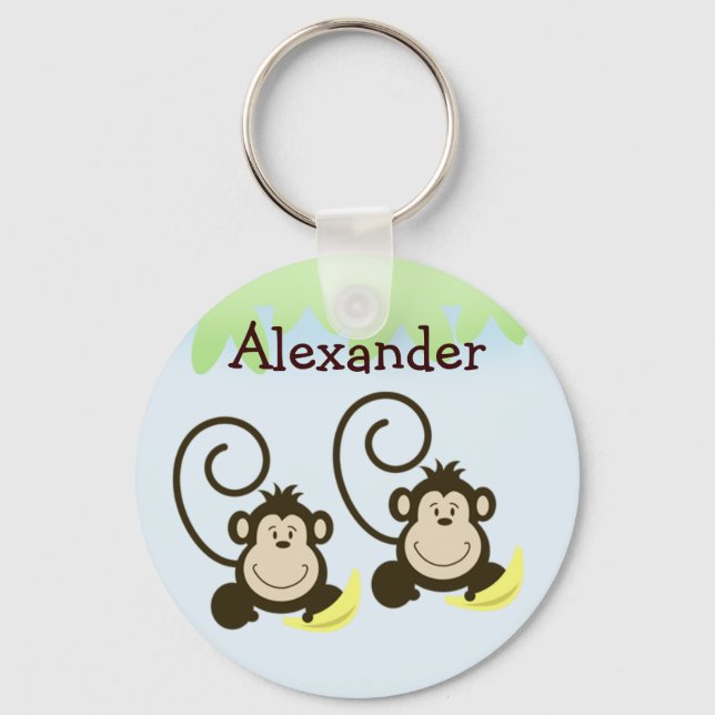 TWIN MONKEYS ALBERN MONKEY Vor- oder Nachname Tag Schlüsselanhänger (Vorderseite)