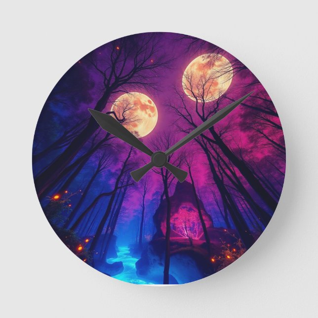 Twin Moon Runde Wanduhr (Vorderseite)