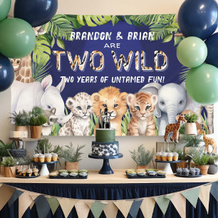 Twin Navy Blue Two Wild Safari Thema Hintergrund Banner