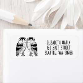 Twin Owls Line Zeichne Niedliche CUSTOM-Rücksendea