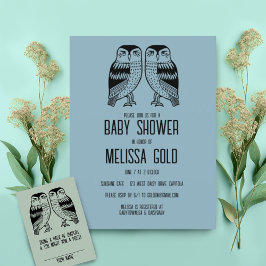 Twin Owls Niedlich Simple Chic BABY SHOWER CUSTOM Einladung